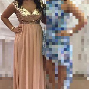 Elegant Encounter Rose Gold Sequin Maxi Dress